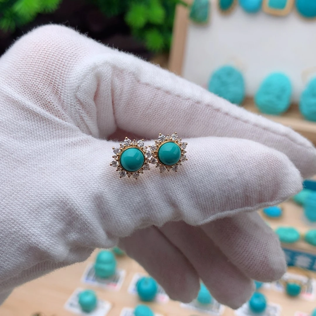 绿松石珠宝奇石18K金镶嵌