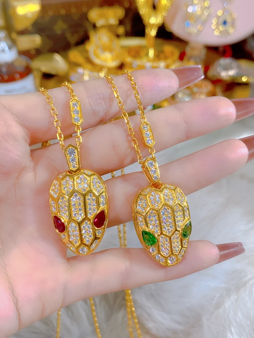 【苏妮法】足金999灵蛇项链5G镶嵌时尚轻奢气质百搭精致简约坠链