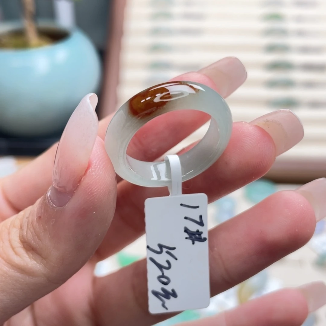 翡翠未镶嵌戒圈a50港圈17焦糖拿铁