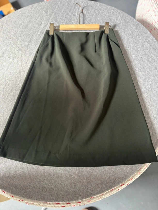 8336简约百搭高腰中长款垂感西装A字半身裙