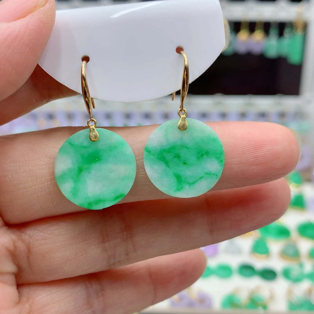 翡翠18K金镶嵌耳饰