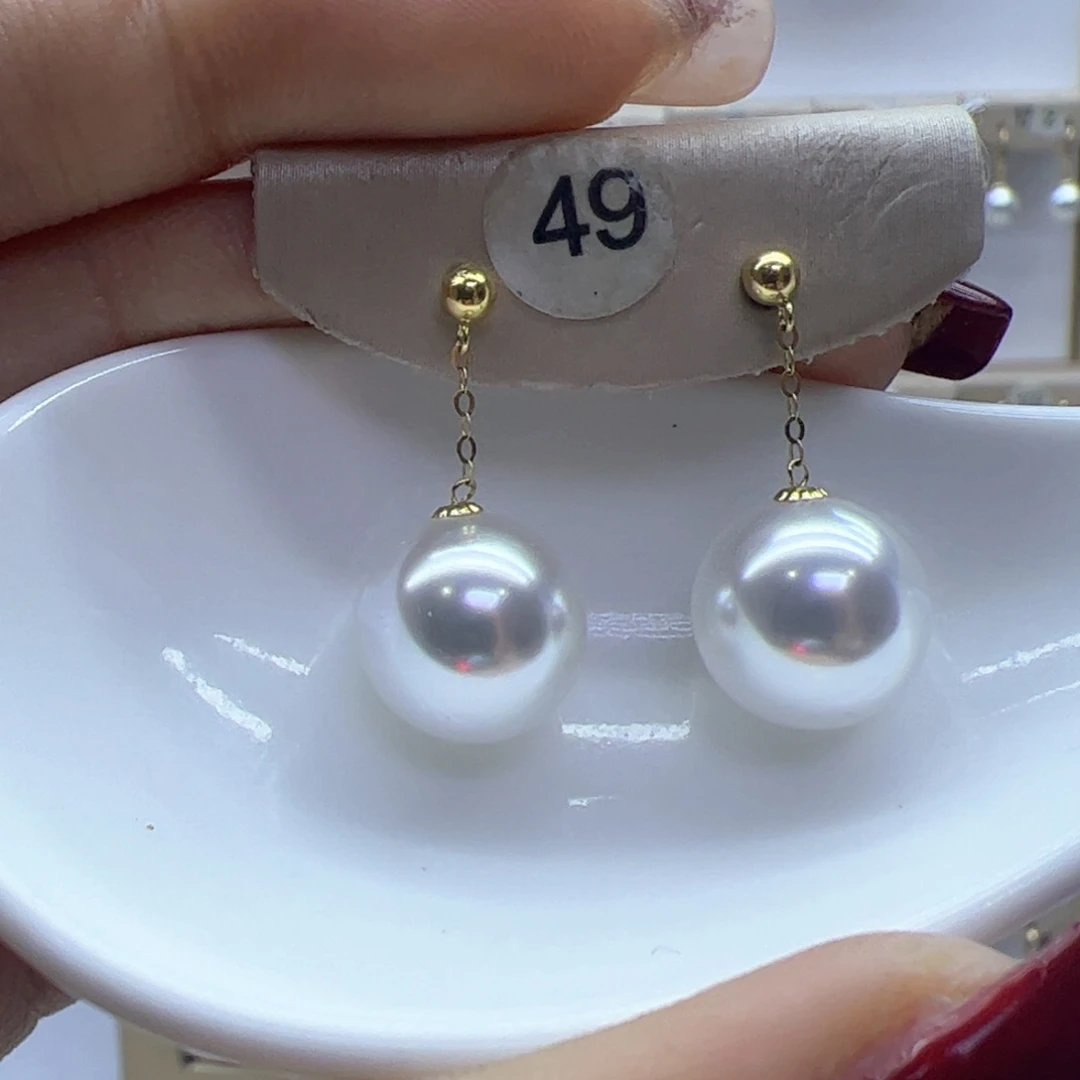 淡水珍珠耳饰18K金镶嵌