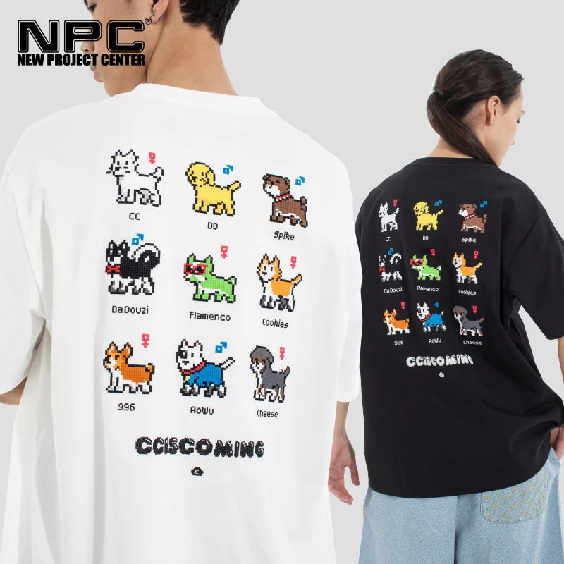 NPC潮牌CC系列背后立体【十字绣】九宫格短袖T恤男乐高风CC53TE09