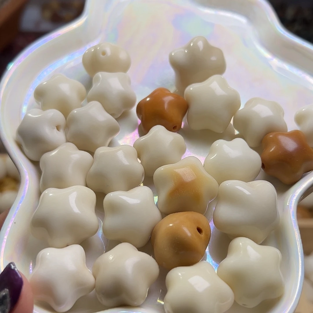 菩提根/象牙果吊坠四颗胖星星瑕疵表面或孔道有裂