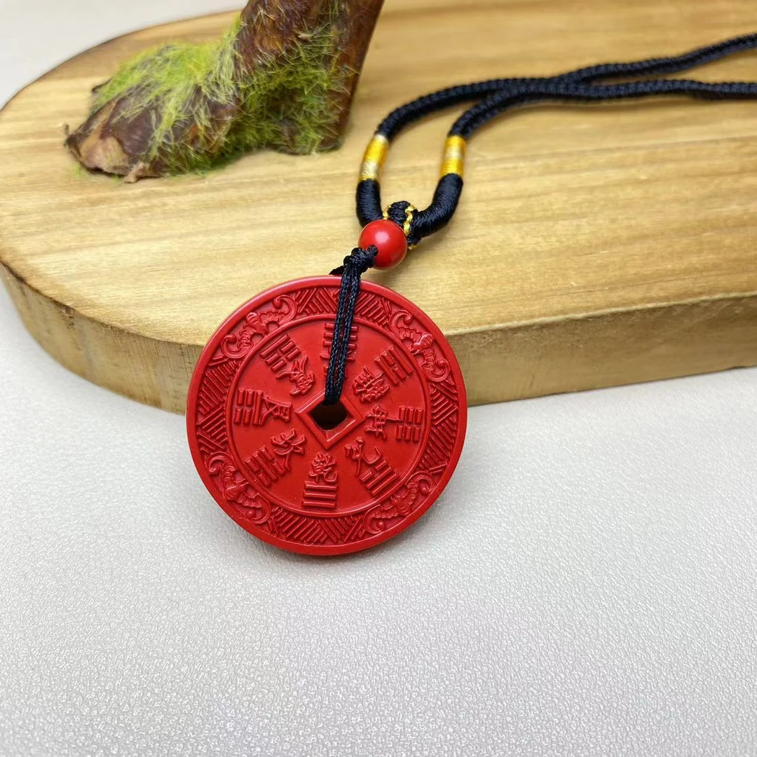 含辰砂工艺品高含量朱砂红砂设计款山花钱吊坠保真朱砂挂件