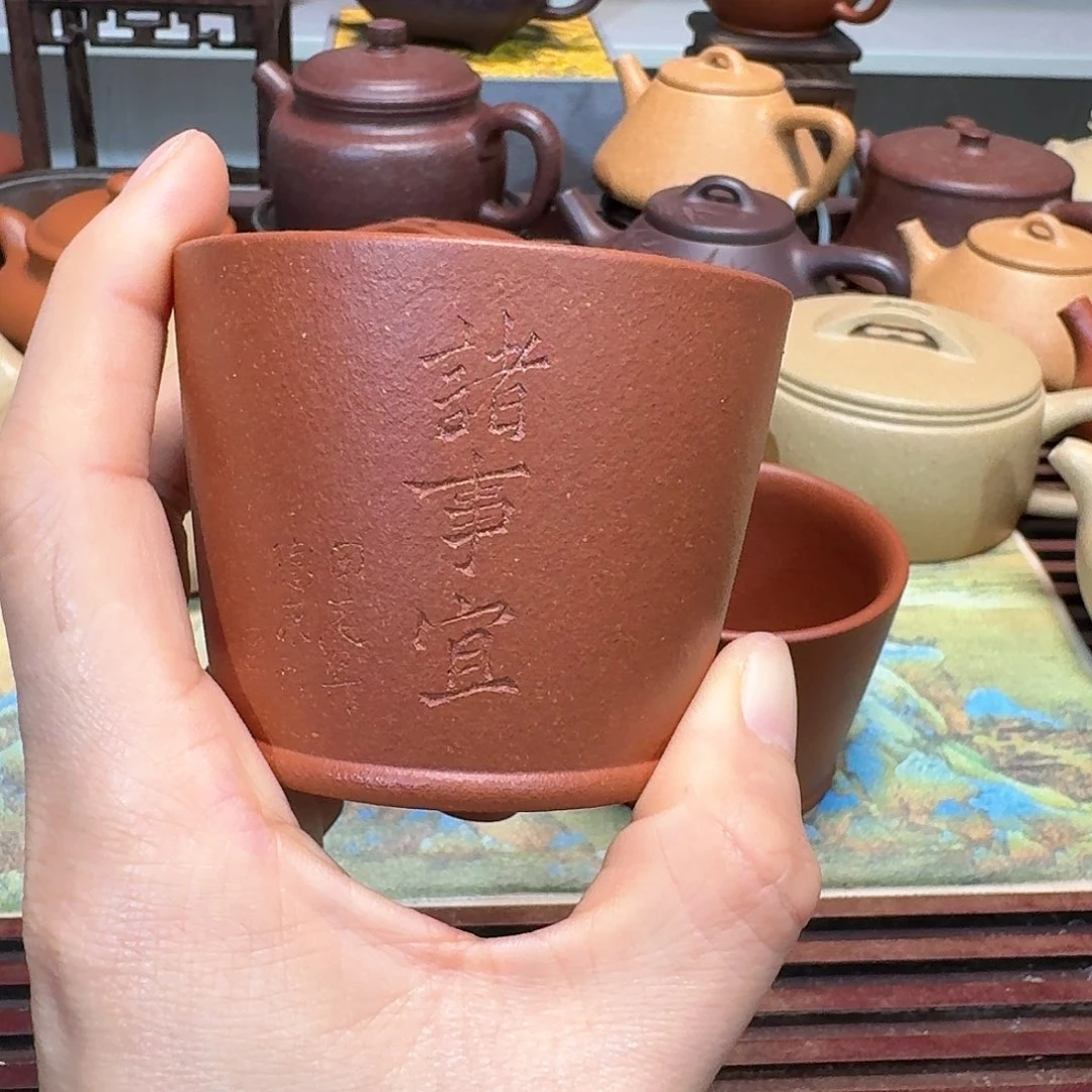 紫砂茶壶红降坡半手工