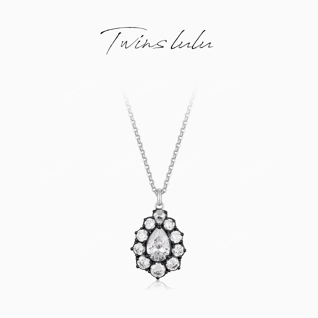 TWINS LULU【露滴】圣诞节小众简约高级感水滴形黑色项链TSJ7705