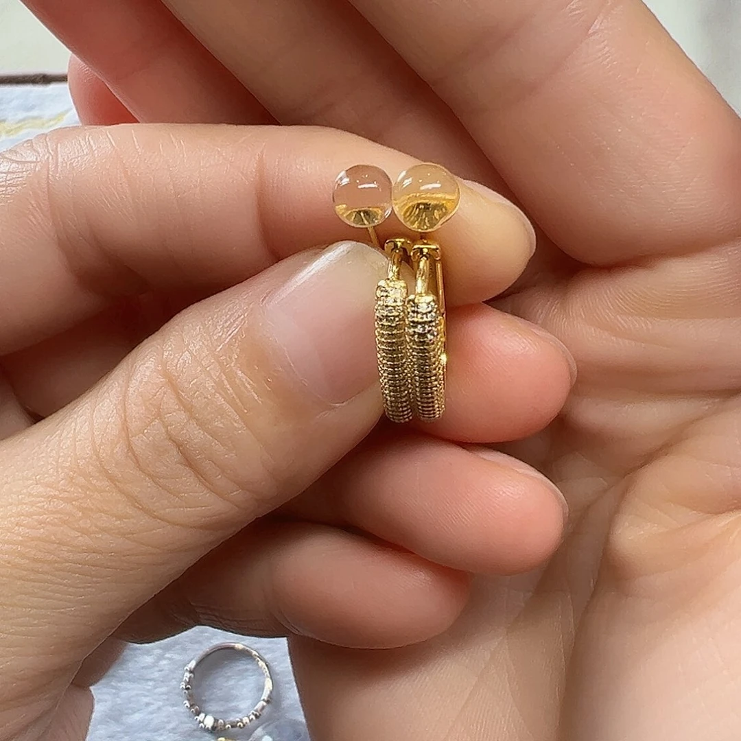 水晶耳饰银S925镶嵌两对发货