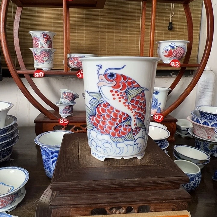 墨奈手绘陶瓷花盆