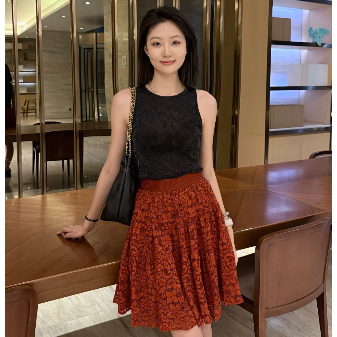 GIRDEAR/哥弟【红月】显瘦减龄半裙1200367-2A47111-001