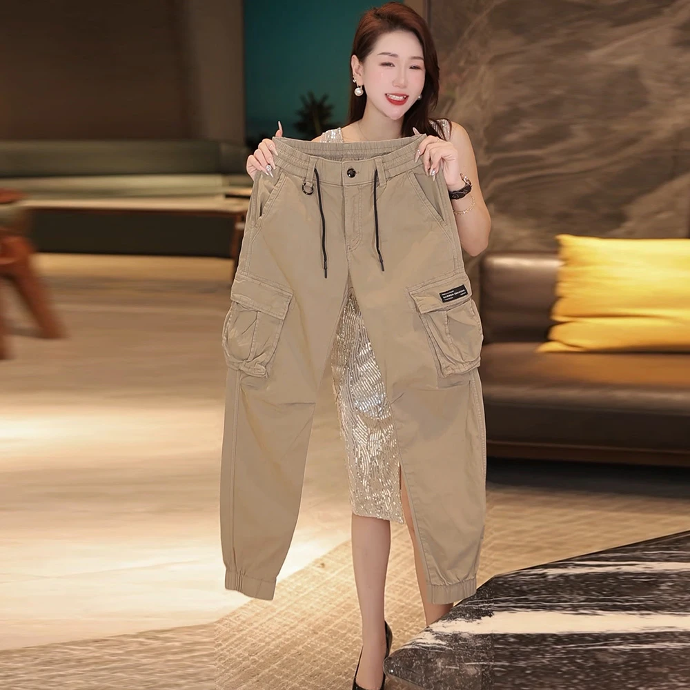 潮X高端原创潮牌工装男修身束脚洋气显瘦时尚运动系带多口袋休闲