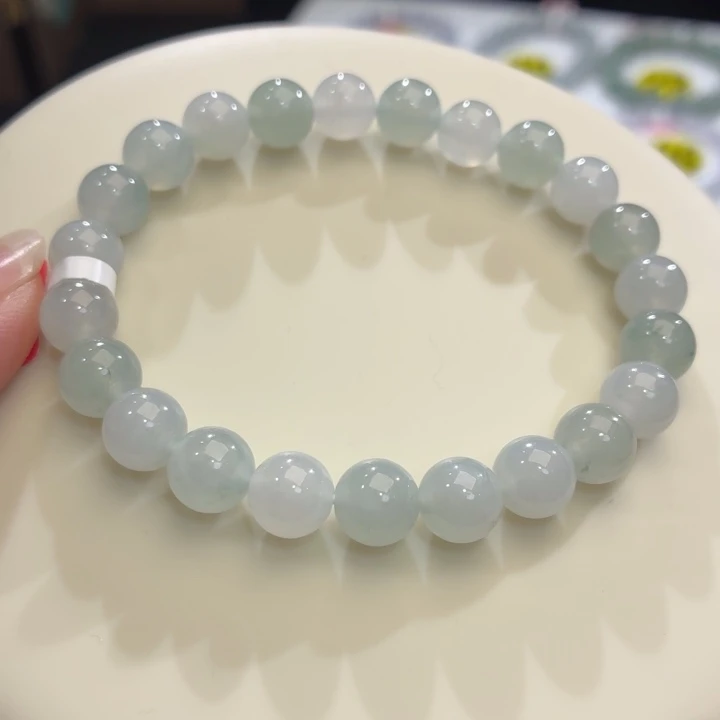 翡翠未镶嵌手链冰胶马卡龙卡8.4