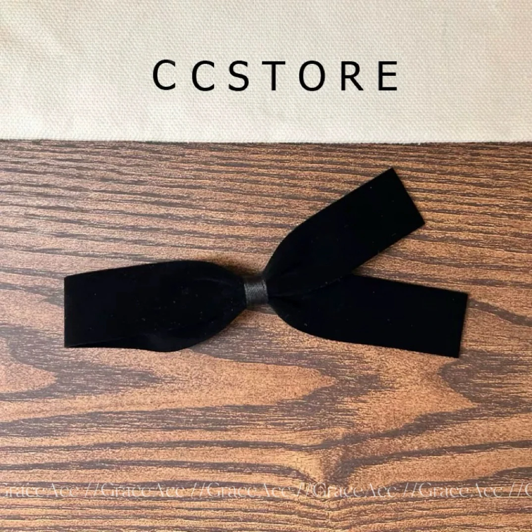 许我耀眼 许妍黑色丝绒蝴蝶结发夹 韩系ins耳边夹头发夹发饰边夹