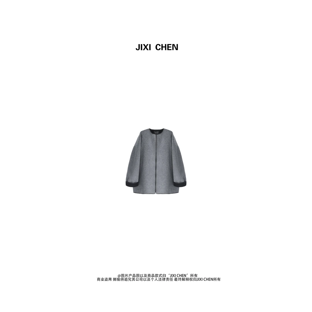 【JIXI CHEN】设计师款宽松休闲羊绒大衣MC-8253037