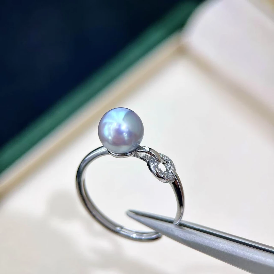 【珍珠甄选】海水真多麻设计款戒指 7-8MM S925银 R533