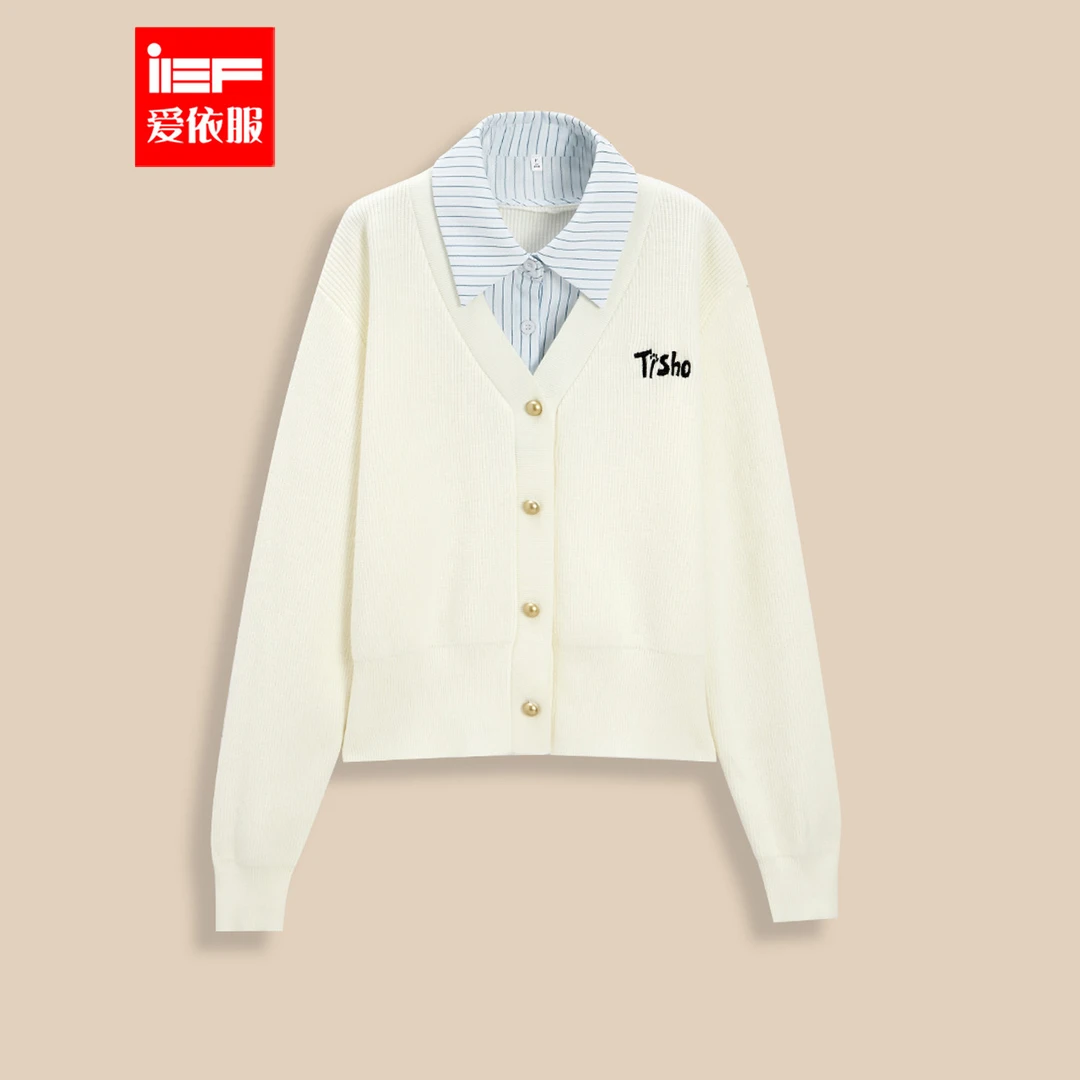 IEF/爱依服2025冬春新款韩版时尚小众设计通勤百搭学院风毛织上衣