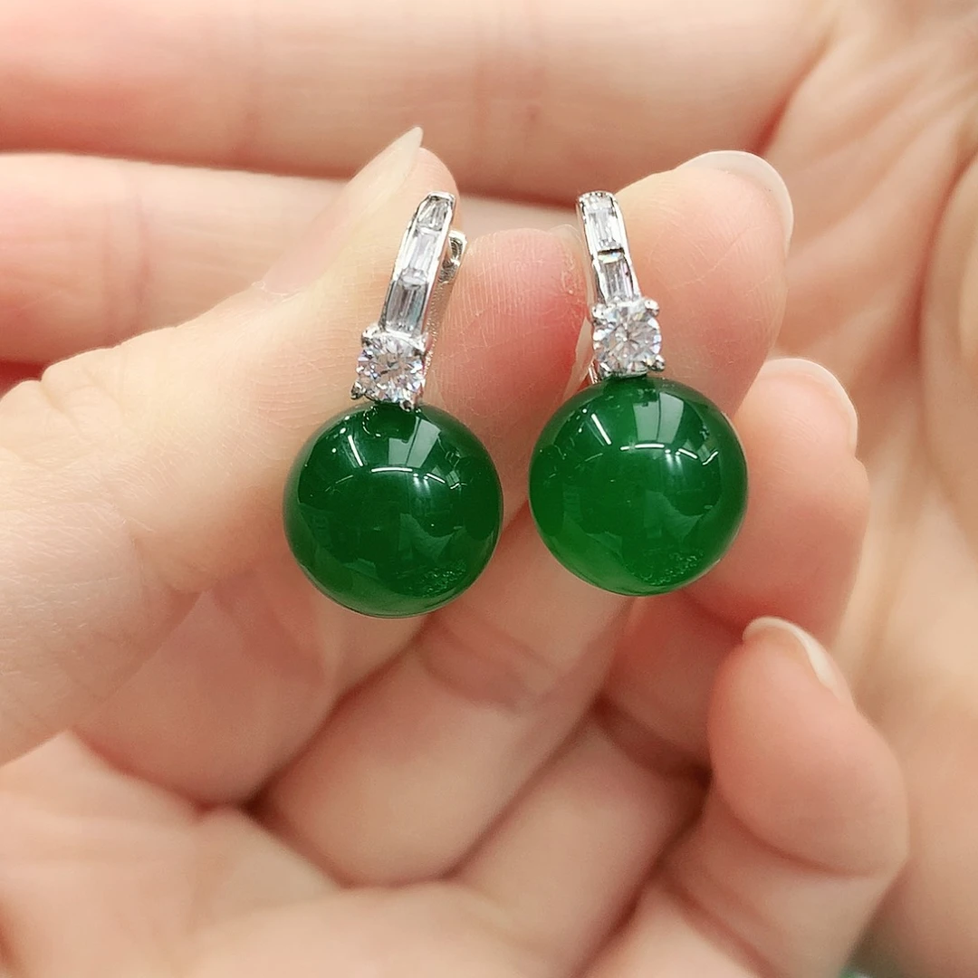 银S925镶嵌耳坠玛瑙/玉髓