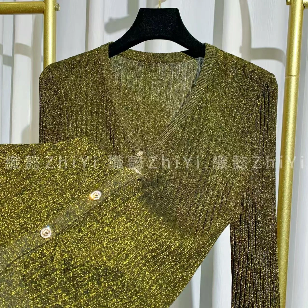織懿ZHIYI •新（金叶）2024意大利进口水晶纱开衫时尚针织女