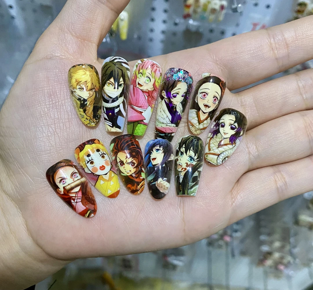 鬼灭之刃集合动漫二次元痛甲 时透 甘露寺 蝴蝶忍 光疗胶穿戴甲