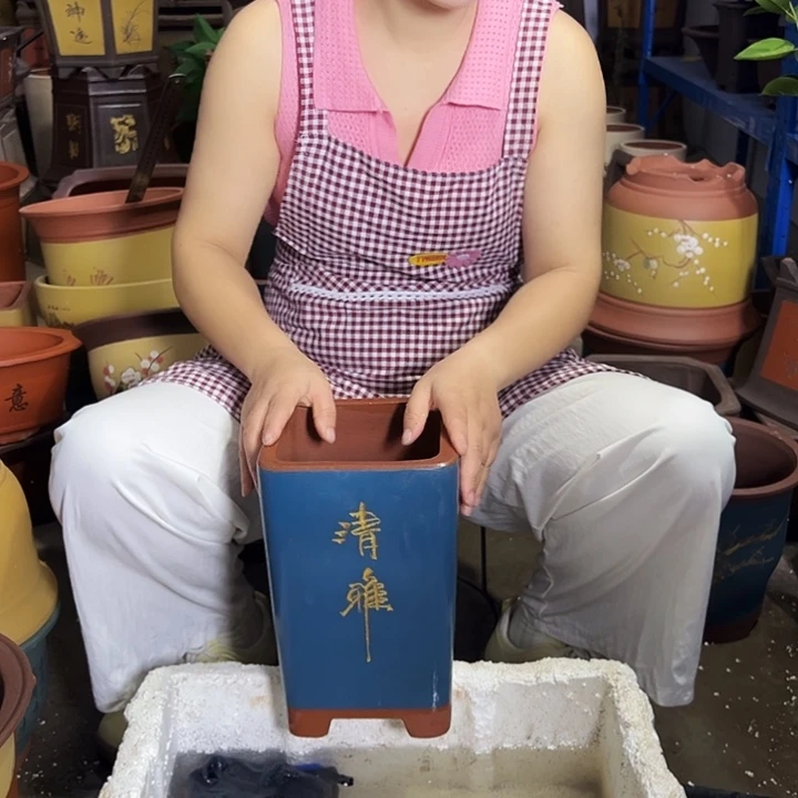17蓝四方花盆花盆花盆
