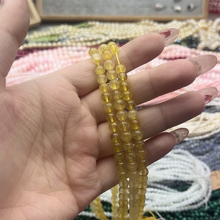 玛瑙/玉髓珠宝半成品未镶嵌一条6mm左右金发晶