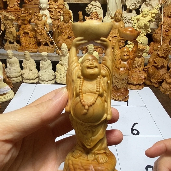 柏木（崖柏）顶元宝弥勒 带油脂