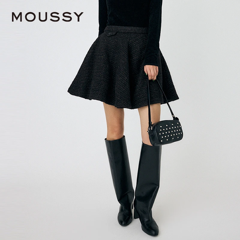 MOUSSY2024冬季新品复古显瘦高腰半身裙010HAK31-5811