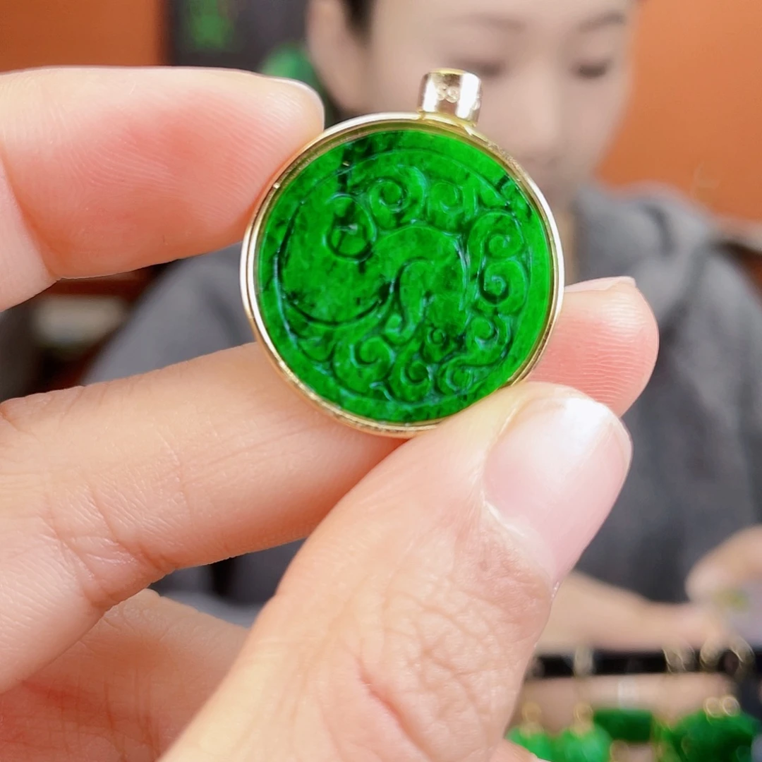 翡翠银S925镶嵌耳饰
