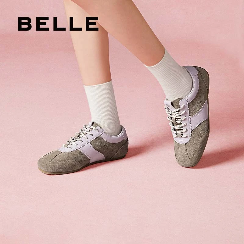 百丽时尚拼色德训鞋2025春新款休闲舒适简约大方拼色板鞋B2471AM5