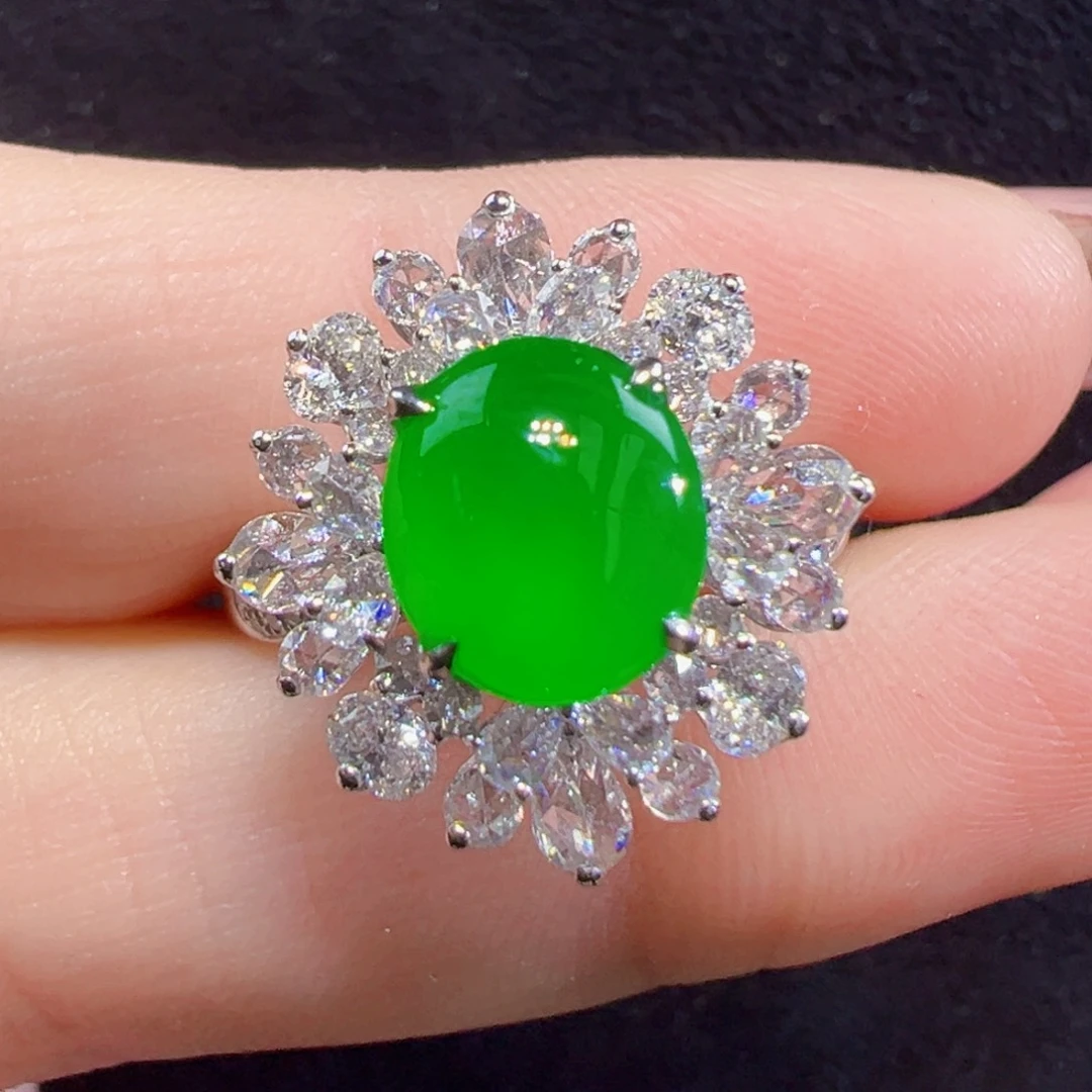 翡翠戒指18K金镶嵌戒指