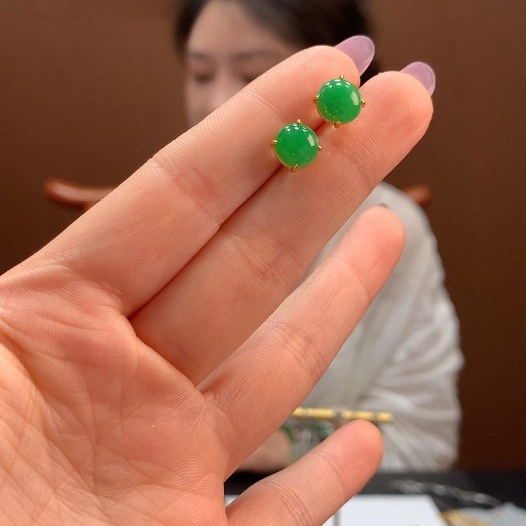 翡翠银S925镶嵌耳饰耳饰