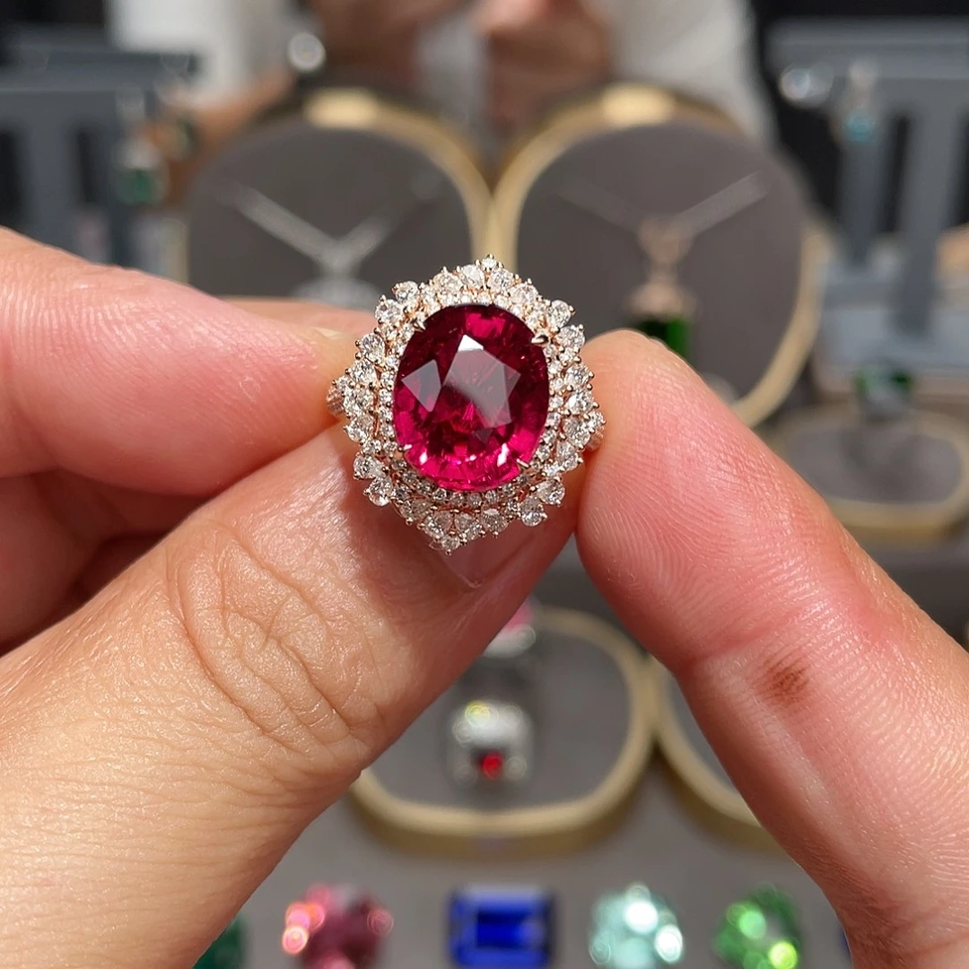 碧玺戒指18K金镶嵌6.19ct