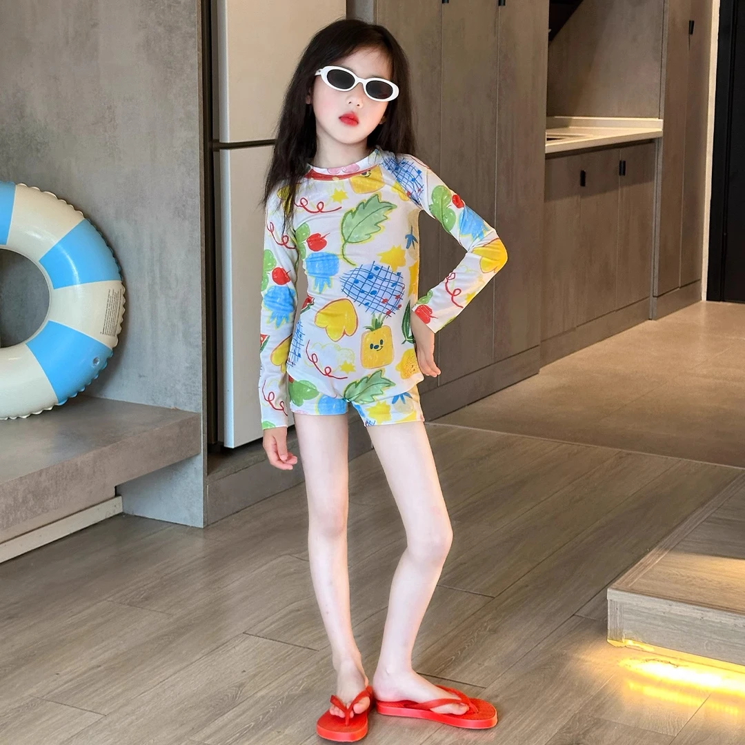 女童温泉泳衣2025新款洋气大童防晒多巴胺连体泳泳衣儿童夏季泳装