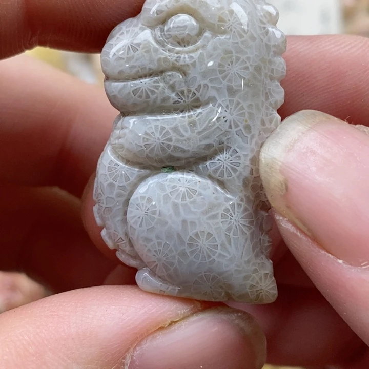 颈饰未镶嵌硅化珊瑚（珊瑚玉）