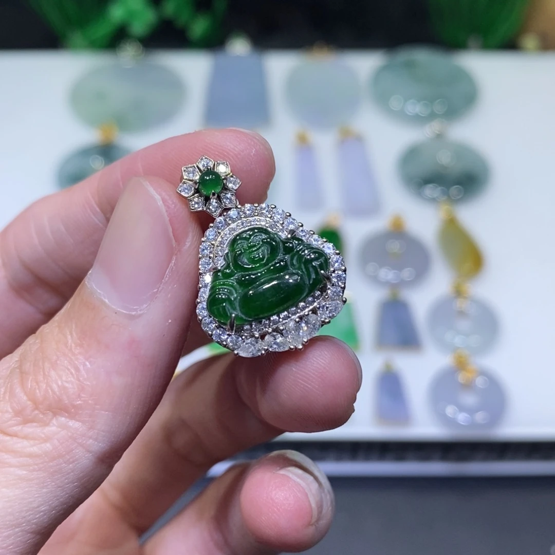 翡翠银S925镶嵌吊坠(不含链)