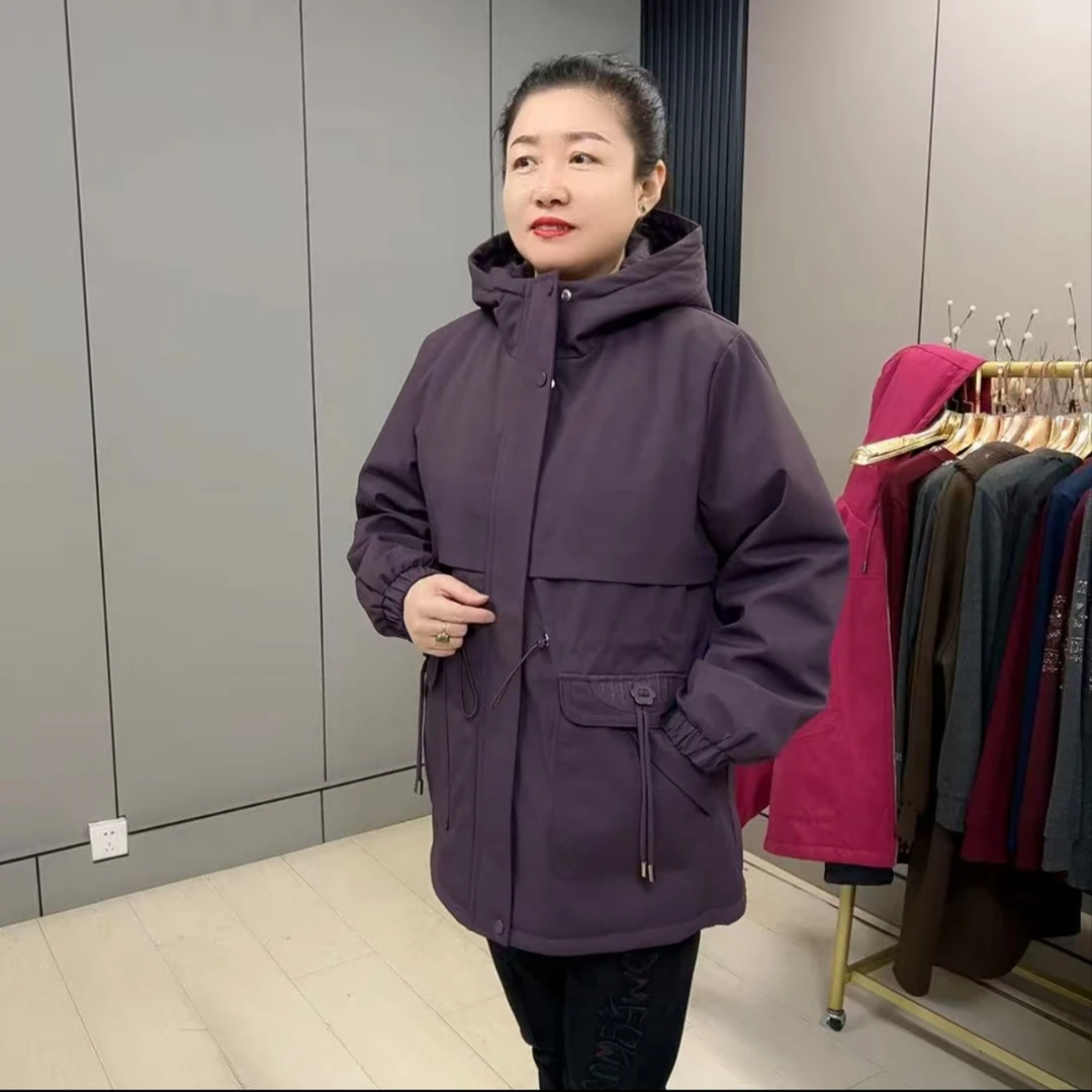 5801大码时尚过冬款连帽休闲棉服外套