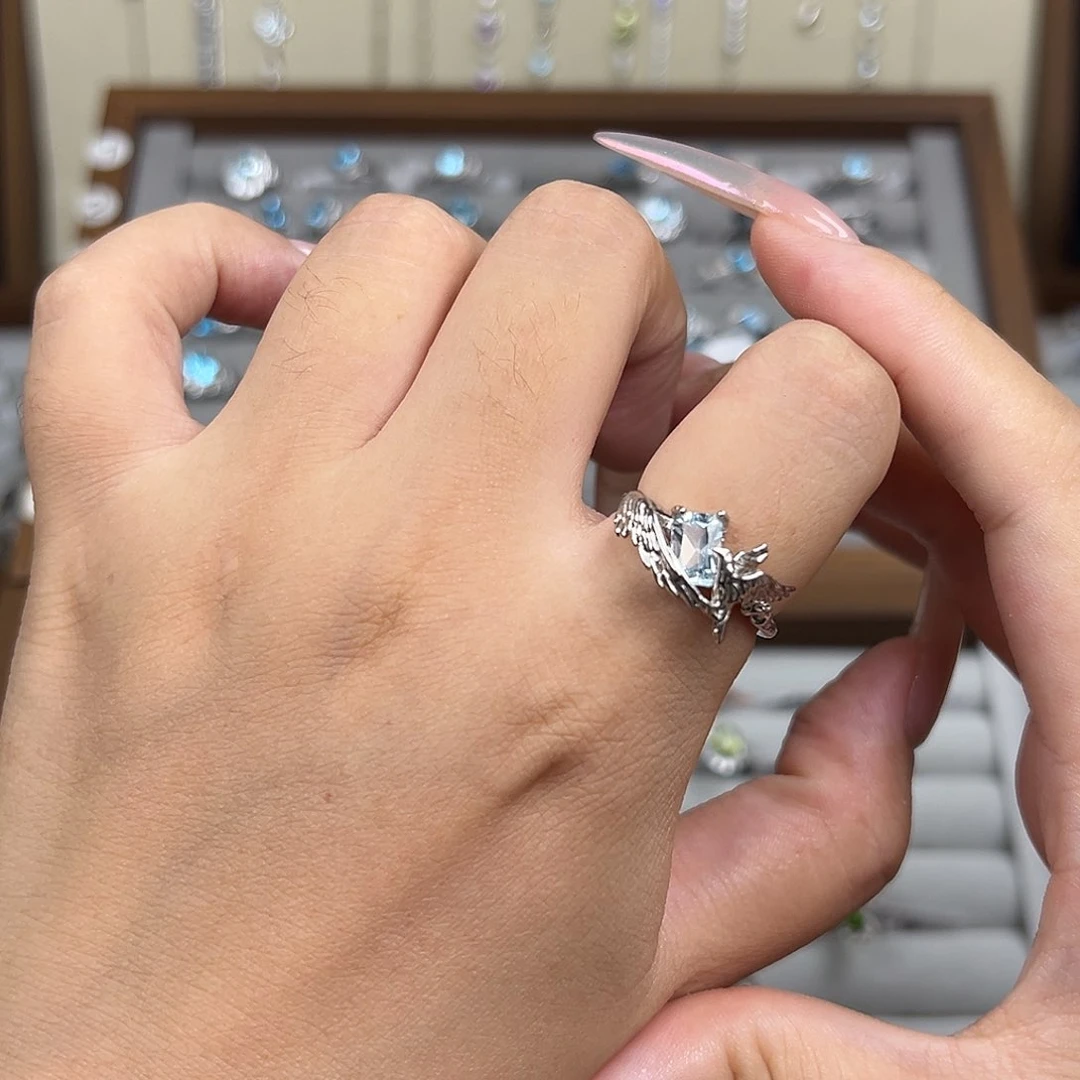 托帕石戒指银S925镶嵌