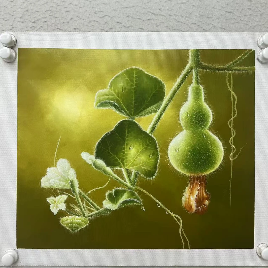 林彦新-***福禄图-葫芦-绿- - 约50*60厘米-手绘油画-麻布