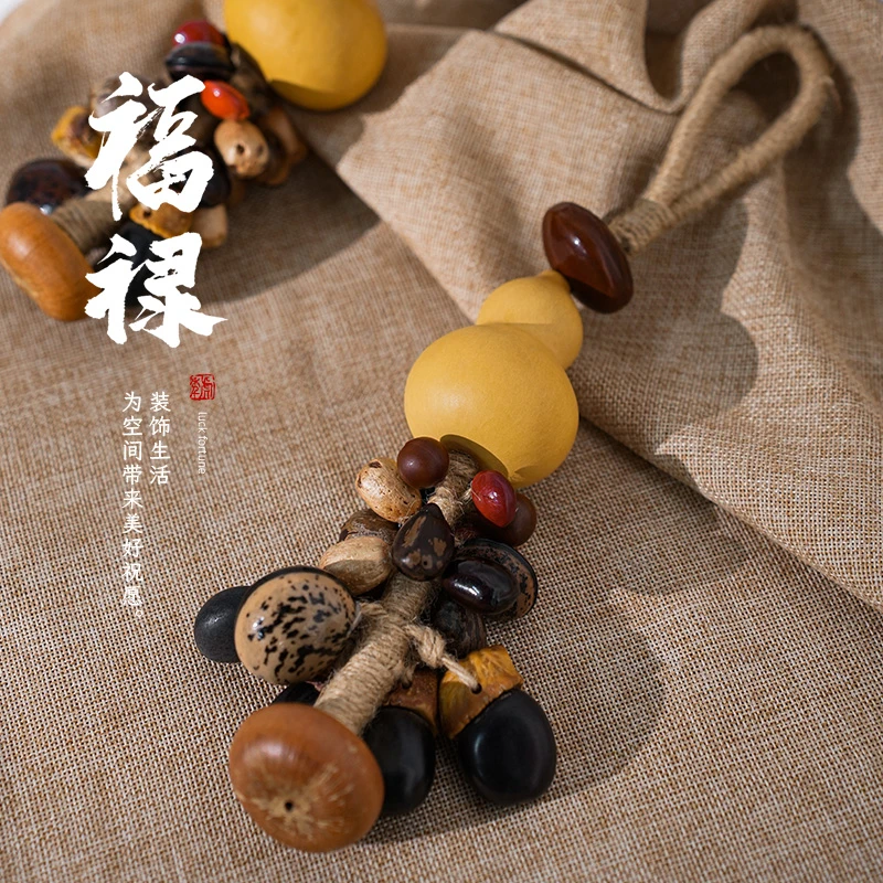 葫芦菩提果实串客厅背景墙走廊装饰挂饰