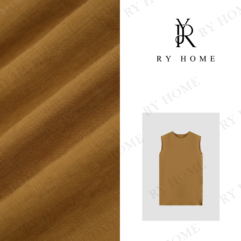 【容雨RYHOME】“灯火阑珊”100%亚麻＋夏季侧开长款连衣裙24MJ1427