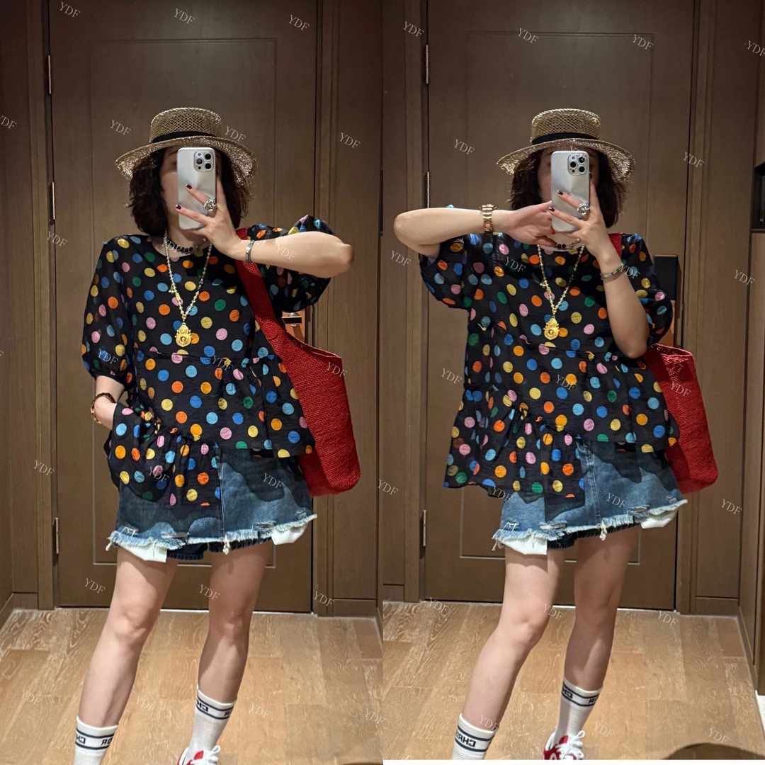 YDFSTUDIO小众【绚丽多彩】欧货高品重工彩色波点设计时尚百搭上衣