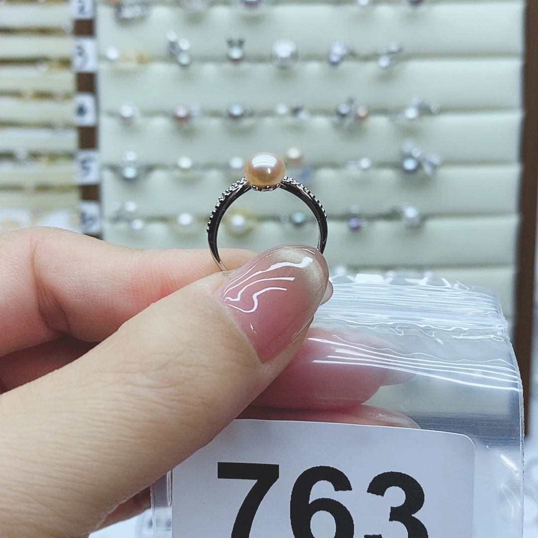 淡水珍珠戒指银S925镶嵌?****࿐763