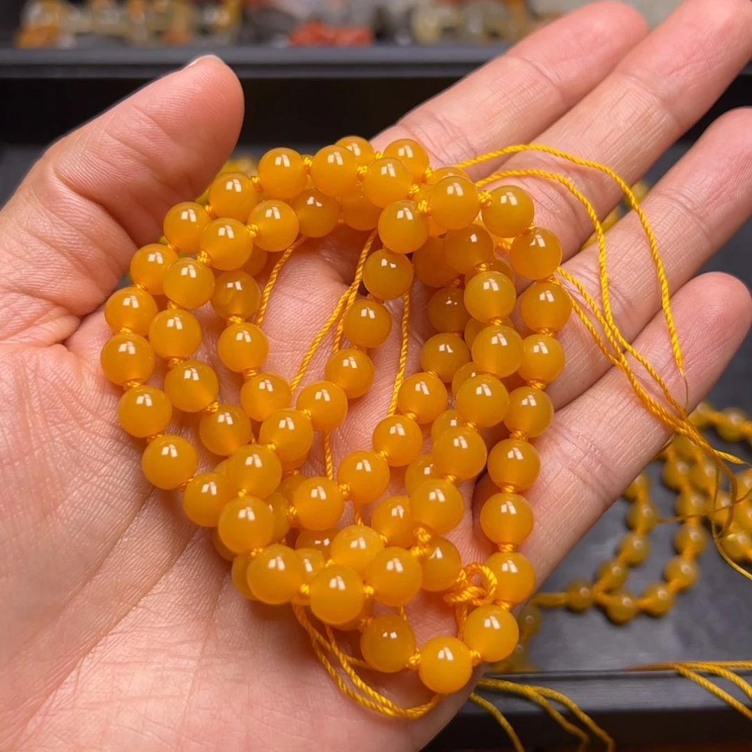 石英质玉（黄龙玉）颈饰未镶嵌小*