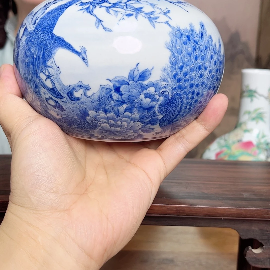 物***非其他青花凤穿牡丹纹水洗