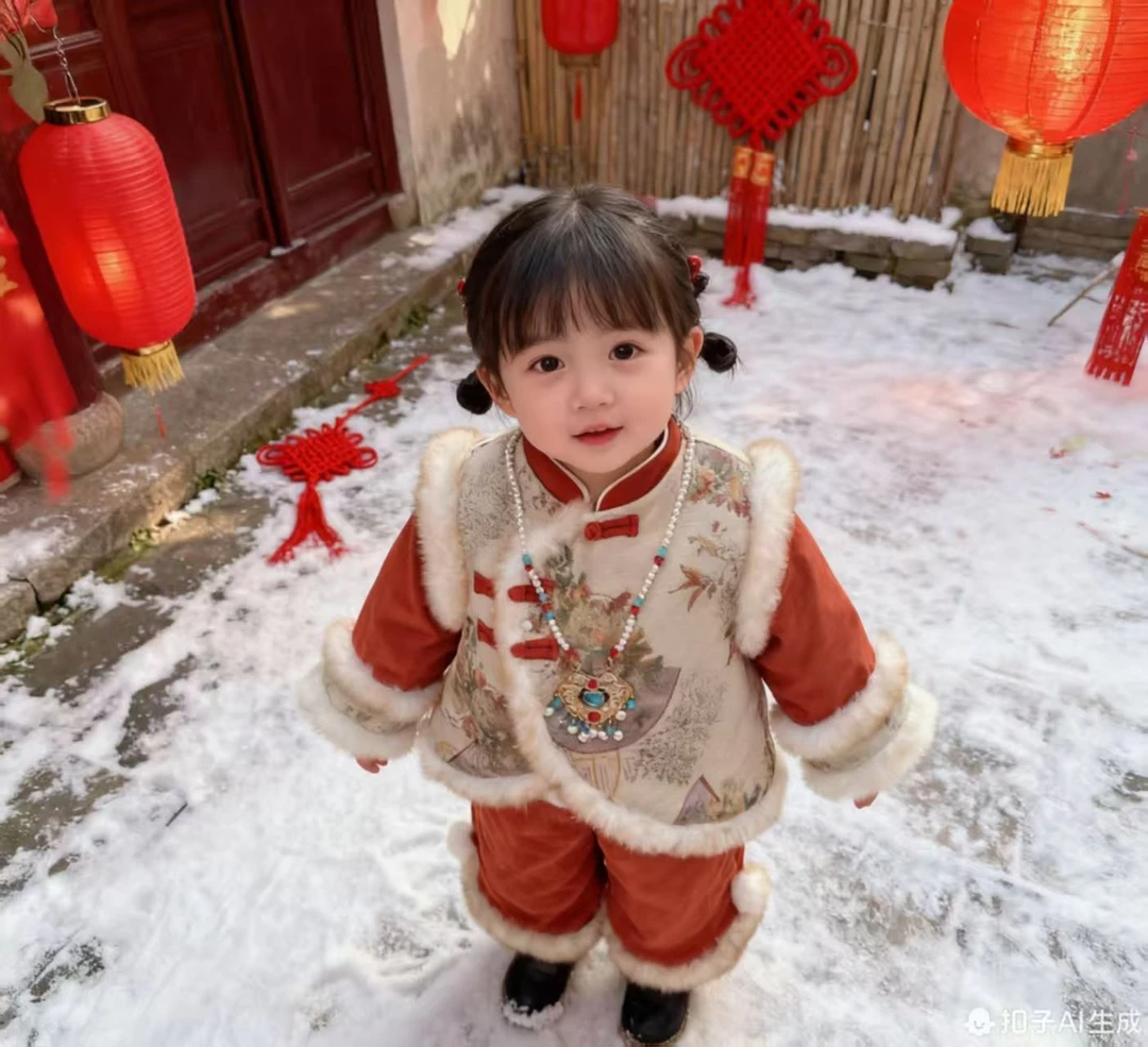 婴幼儿冬季可爱宝宝休闲百搭款式外出拜年古风汉服棉套装