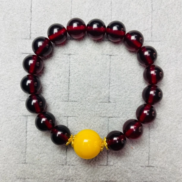 血泊女款红色经典珠珠蜜蜡单圈手串蜜蜡好评榜蜜蜡真品血珀手串