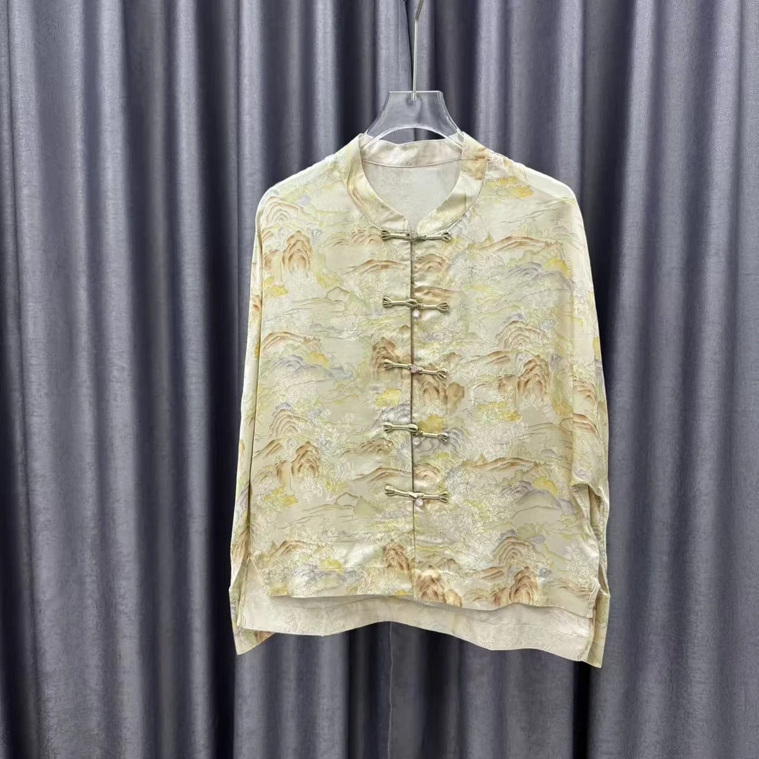 091春夏季新中式国风女装立领开衫时尚宽松盘扣上衣