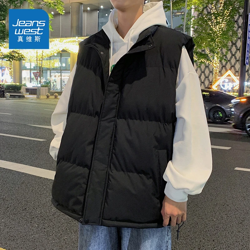 真维斯棉马甲男士冬季黑色加厚防寒保暖休闲百搭立领坎肩男女同款