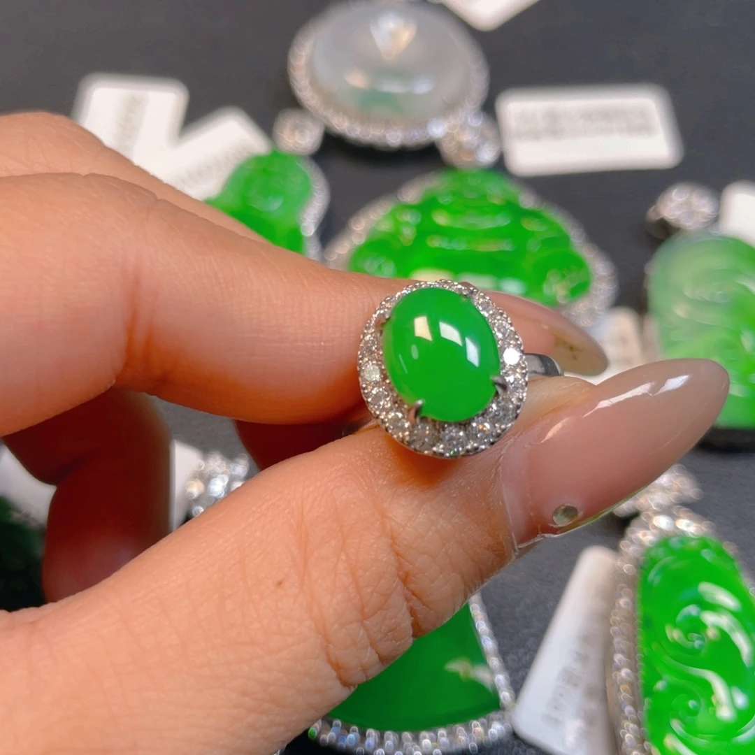 翡翠银S925镶嵌挂件