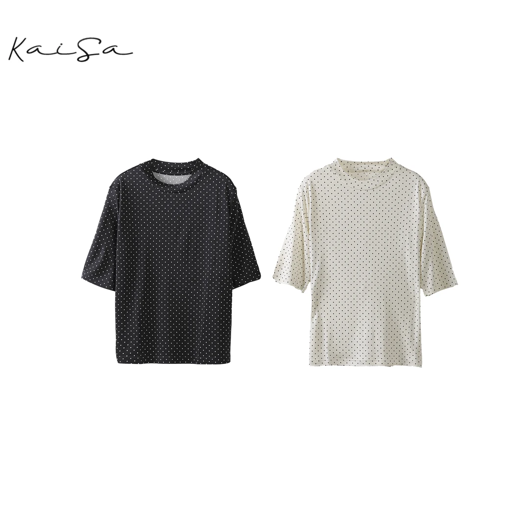 【小波点】夏季新款100%桑蚕丝真丝中袖上衣